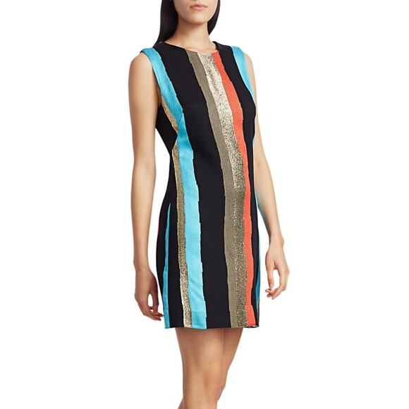 Milly Graphic Striped Tweed Shift Dress‎ Size M - Picture 1 of 8